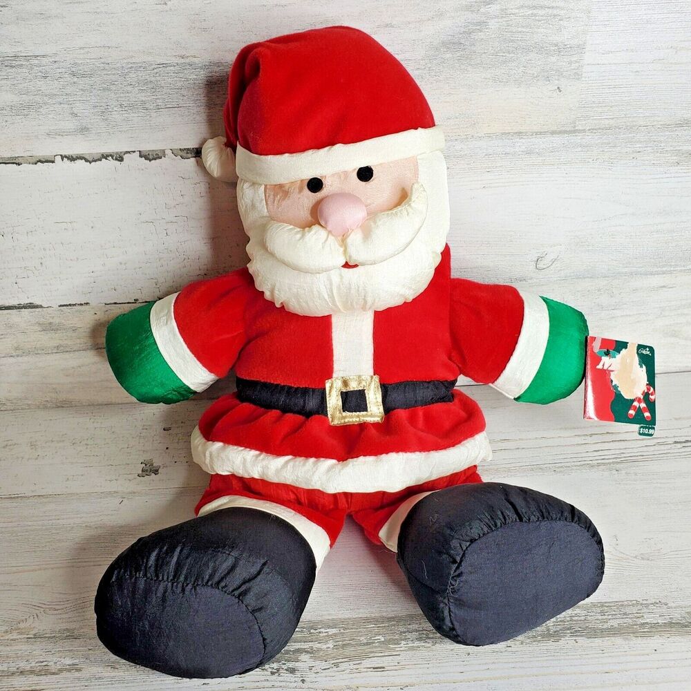 Vintage Gibson Greetings 1994 Plush Nylon Santa Claus Christmas Stuffed Animal